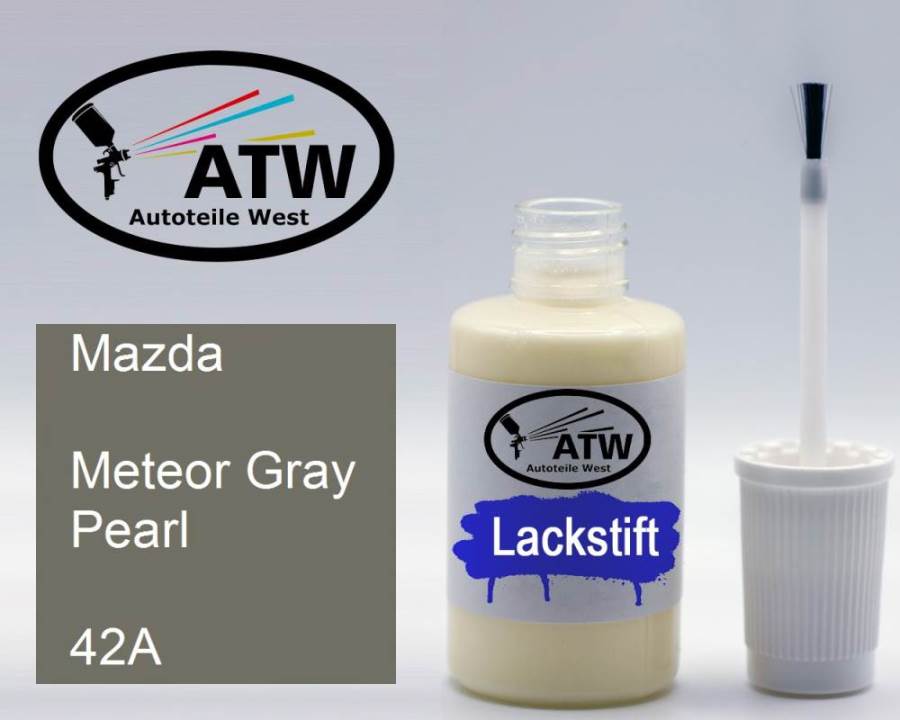 Mazda, Meteor Gray Pearl, 42A: 20ml Lackstift, von ATW Autoteile West.